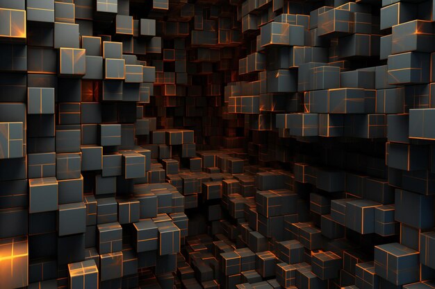 Abstract of chaotic cubes Futuristic background design