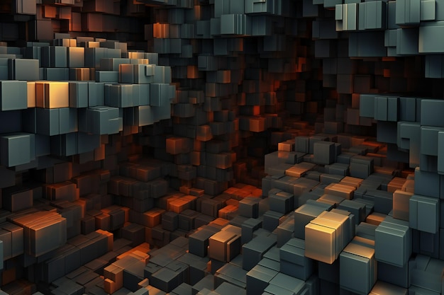 Abstract of chaotic cubes in space Futuristic background