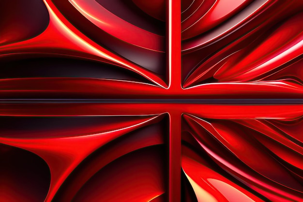 Abstract chaotic red glass shapes Fantasy geometric fractal background Festive wallpaper