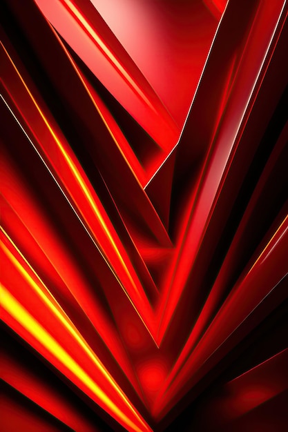 Abstract chaotic red glass shapes Fantasy geometric fractal background Festive wallpaper