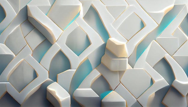 Abstract chaotic white plastic shapes pattern