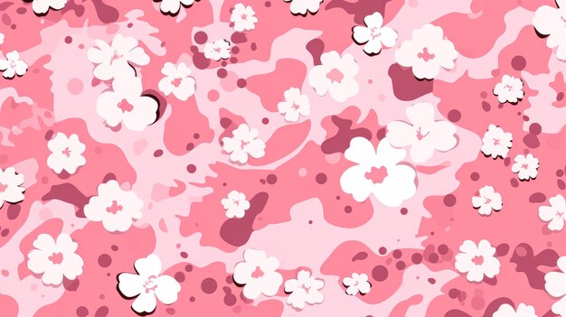 추상 체리 꽃 카모 텍스처 패턴 분홍색 꽃 섬유 산업을 위한 독특한 디자인