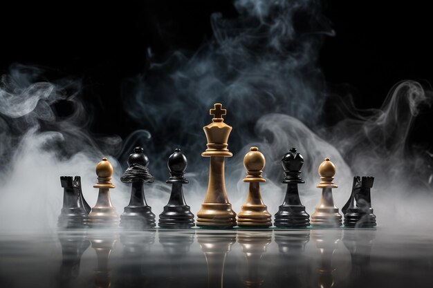 Premium Photo  Chess with smoke business idea concepts 3d background