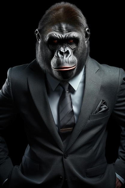 Abstract chimpanzee big boss image portrait