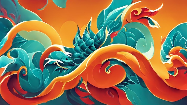 Abstract chinese dragon shape illustration background 3d\
illustration