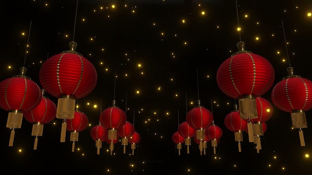 Abstract Chineses New Year Lanterns Background 3d Render