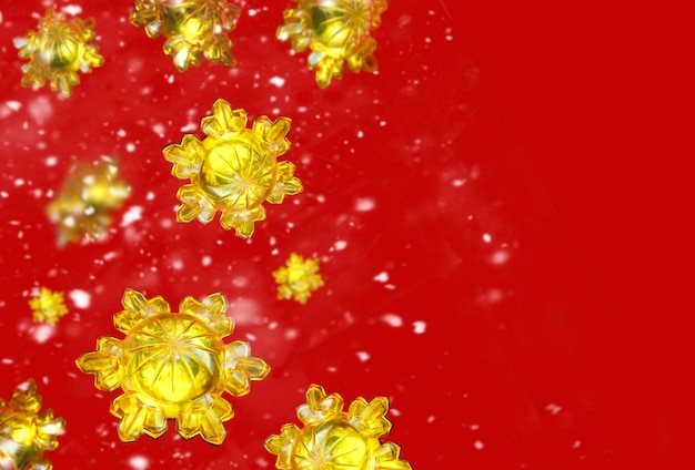 Abstract Christmas background red with yellow stars and snow