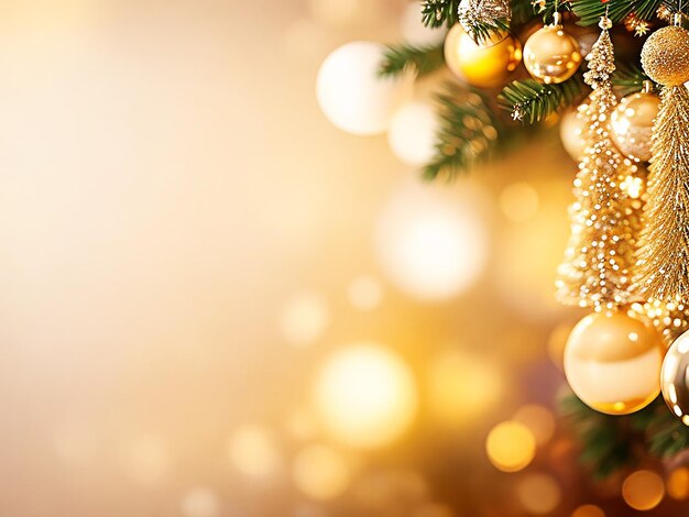 Abstract Christmas background with Christmas trees and bokeh golden gradient