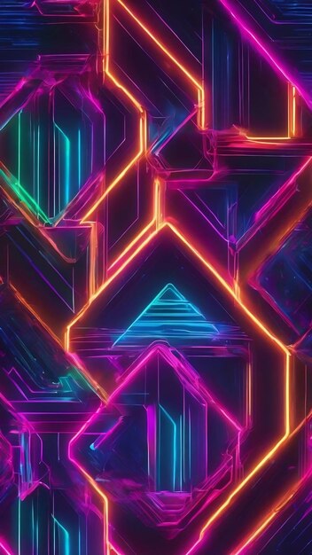 Abstract christmas neon colorful background in style of retro synthwave