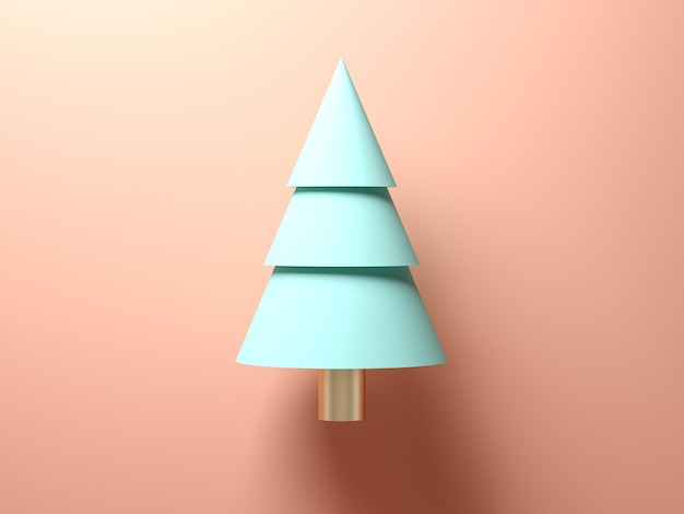 Abstract christmas tree on pink background 3D