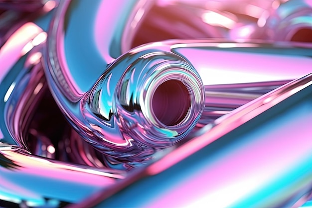 Abstract chrome pipes composition Industry themed background with shiny metallic connected pipes Generated AI