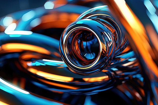 Абстрактная композиция хромированных труб Промышленный тематический фон с блестящими металлическими соединенными трубами Сгенерированный AI