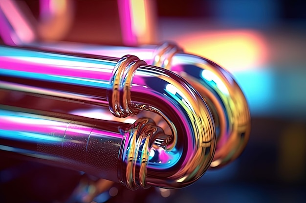 Abstract chrome pipes composition Industry themed background with shiny metallic connected pipes Generated AI