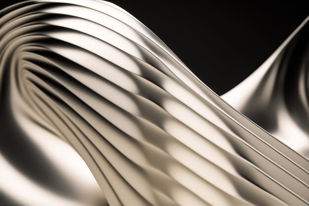 Abstract chrome wave curve modern on a luxury silver background Ai generated