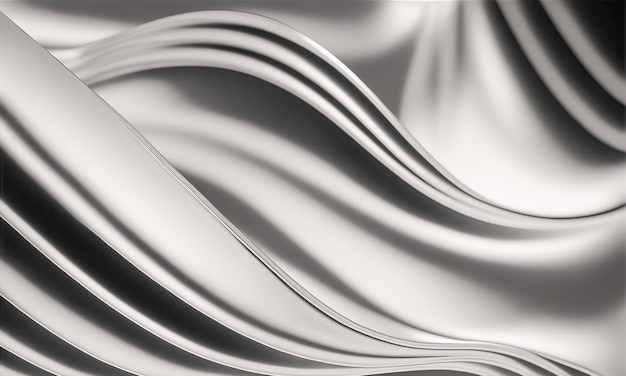 Abstract chrome wave curve modern on a luxury silver background