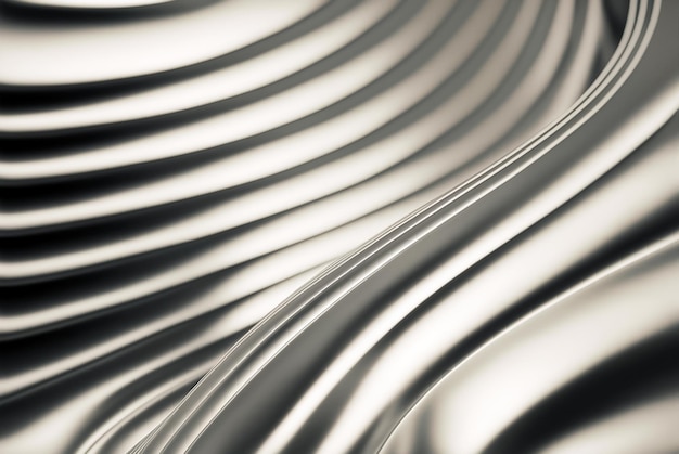 Abstract chrome wave curve modern on a luxury silver background