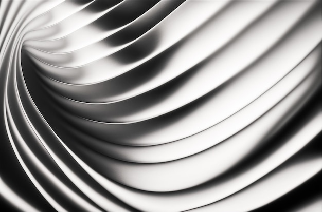 Abstract chrome wave curve modern on a luxury silver background