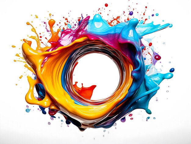 Photo abstract circle liquid motion flow explosion curved wave colorful pattern on white background