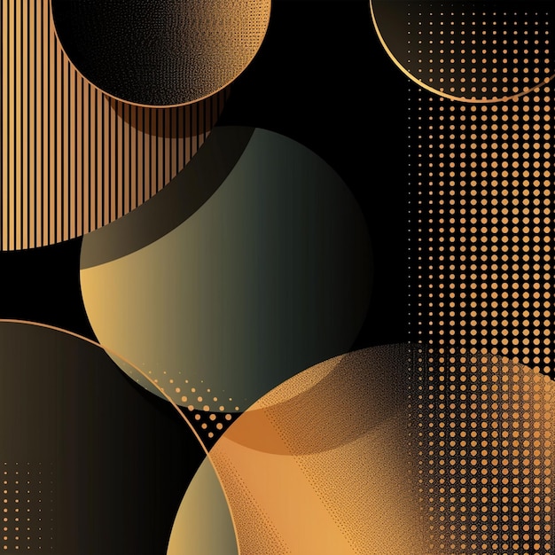 Abstract Circles Black and Gold Background