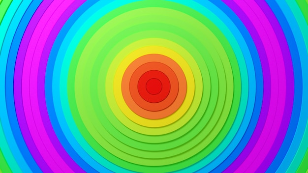 オフセット効果と滑らかなレインボーグラデーションの抽象的な円パターン