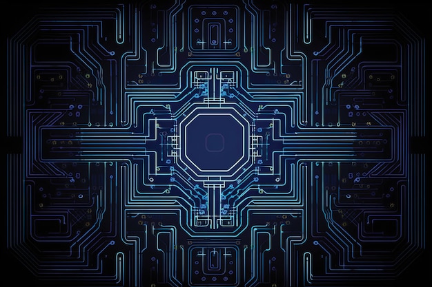 Abstract circuit board concept artwork in the style of dark sky