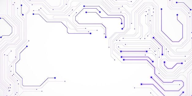 Abstract circuit board patroon met blauwe lijnen op witte achtergrond 3D Rendering