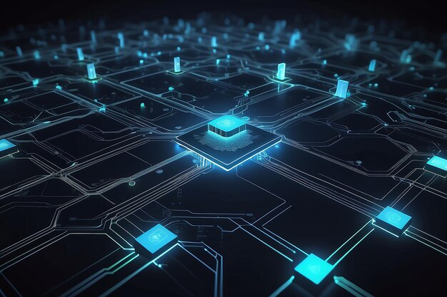 Photo abstract circuit networking blockchain concept background