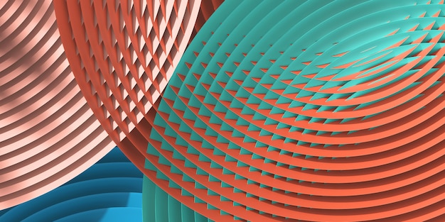 Photo abstract circular colorful subtle geometric pattern. 3d rendering illustration.