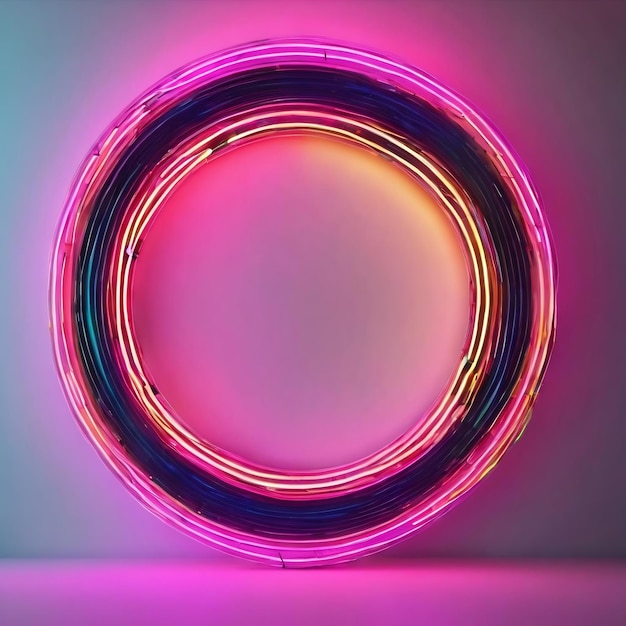 Abstract circular neon lights background