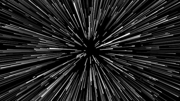 Foto abstract cirkelvormige lichtsnelheid achtergrond dynamische witte lijnen futuristische explosie van licht kleurige stralen in beweging overdracht van big data cyberspace 3d-rendering