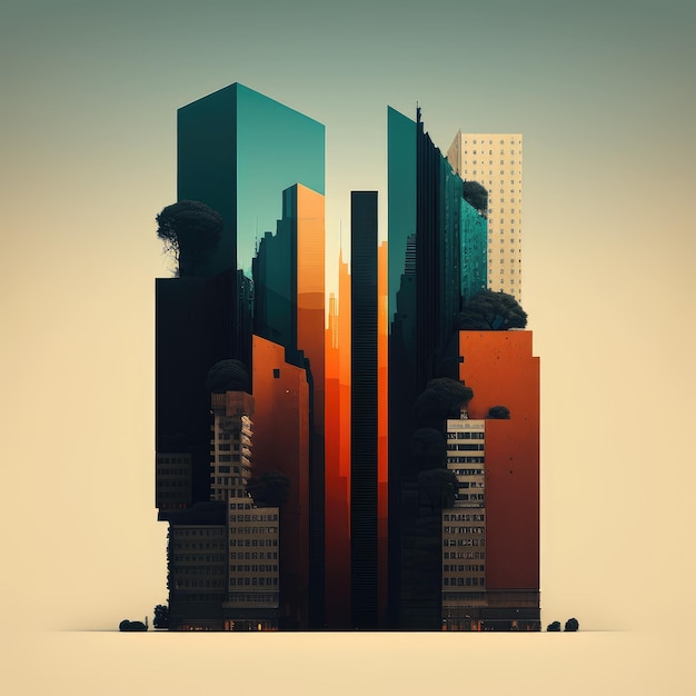 Photo abstract city business building illustration generated by ai