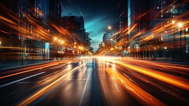 Photo abstract city lights background night road with cars and lights