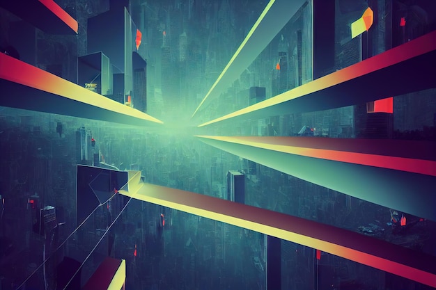 Abstract city polygonal geometric shapes