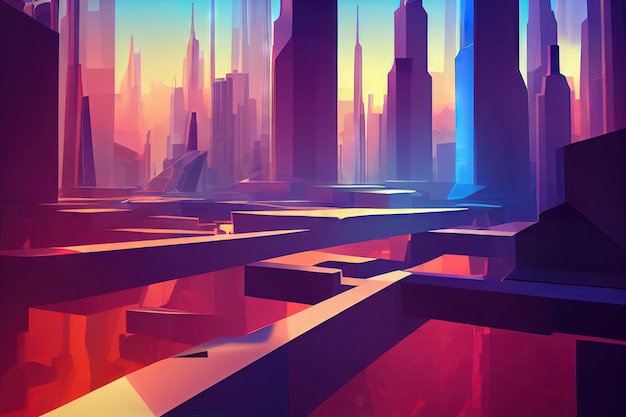 Abstract city polygonal geometric shapes