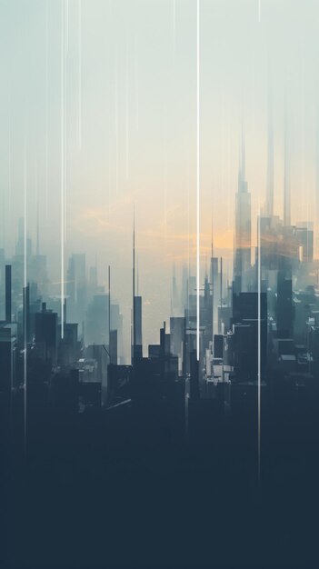 Photo an abstract cityscape with skyscrapers and lights ai