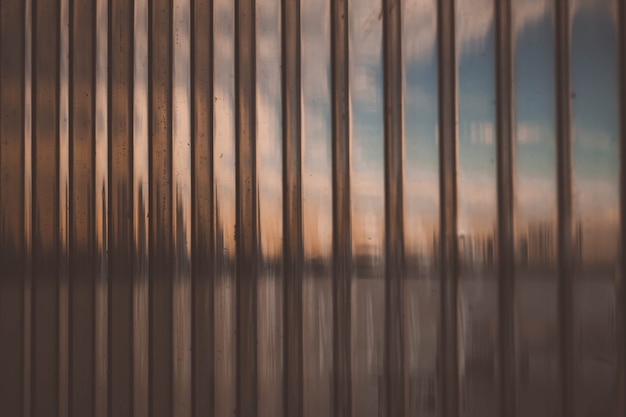 Abstract Cityscapes  building and river through transparency wall