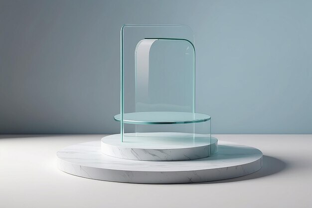 Photo abstract clear minimal modern podium pedestal platform for product display