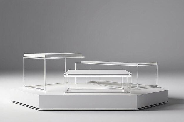 Photo abstract clear minimal modern podium pedestal platform for product display