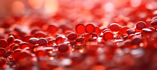 Abstract close up of blood cells on blurred background with copy space for text placement