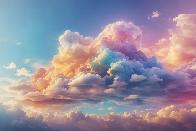 Abstract cloud concept gentle rainbow color clouds ai generative