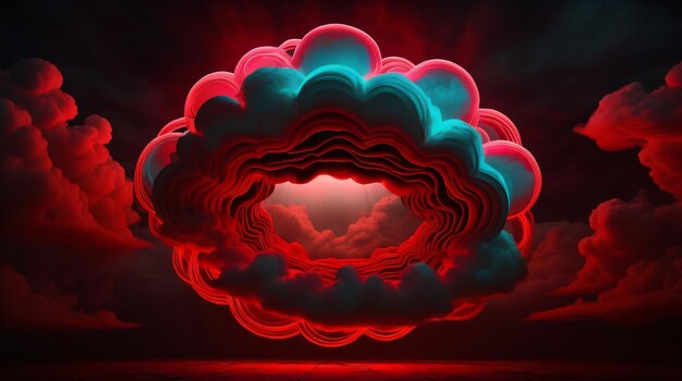 Абстрактное облако, освещенное неоновым светом 3d рендеринга фона