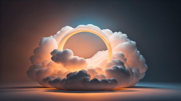 Abstract cloud illuminated with neon light 3d rendering background