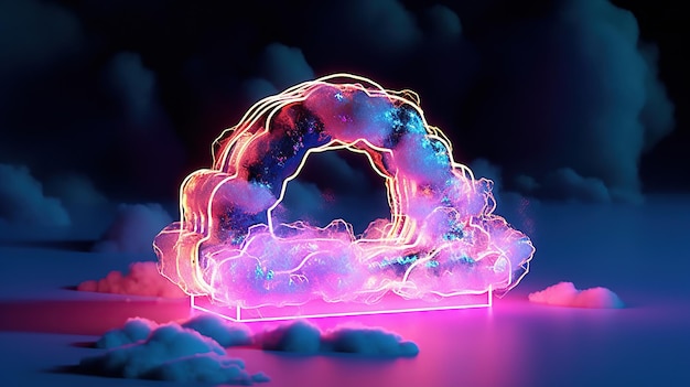 abstract cloud illuminated with neon light tiangular