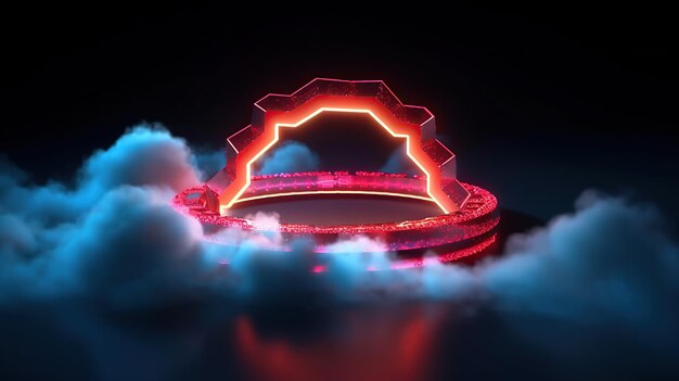 abstract cloud illuminated with neon light tiangular