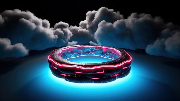 abstract cloud illuminated with neon light tiangular