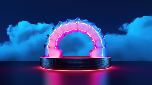 abstract cloud illuminated with neon light tiangular