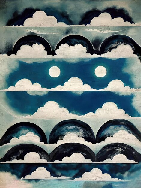 Foto nuvole astratte riproduzione della pittura illustrazione minimalista modello di sfondo dipinto a mano