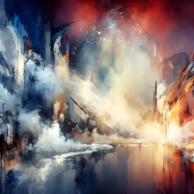 抽象的な雲景背景デジタル絵画水彩イラスト