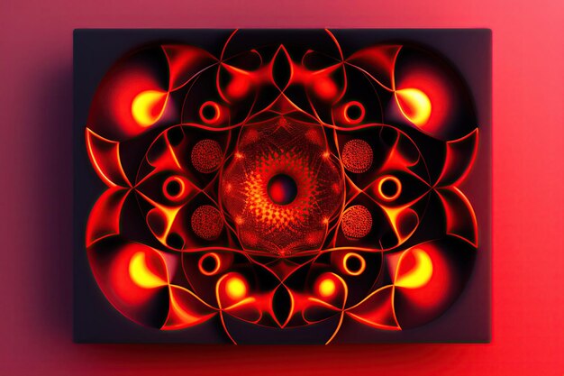 Abstract cluster of red fractal dots swirl the center on dark background Fantasy light background