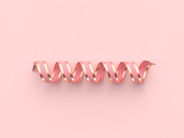 Photo abstract coil ribbon pink gold decoration concept 3d rendering